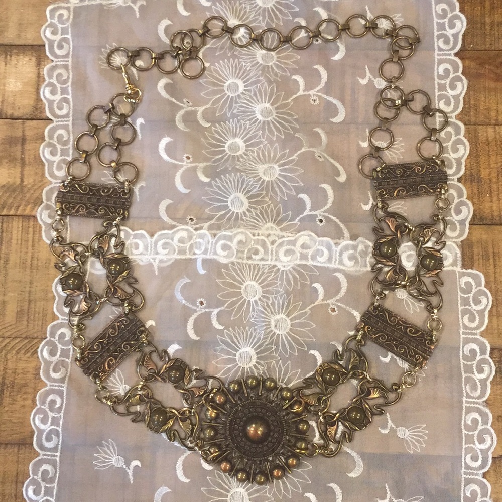 Vintage Gold Tone Metal Medallion Belt